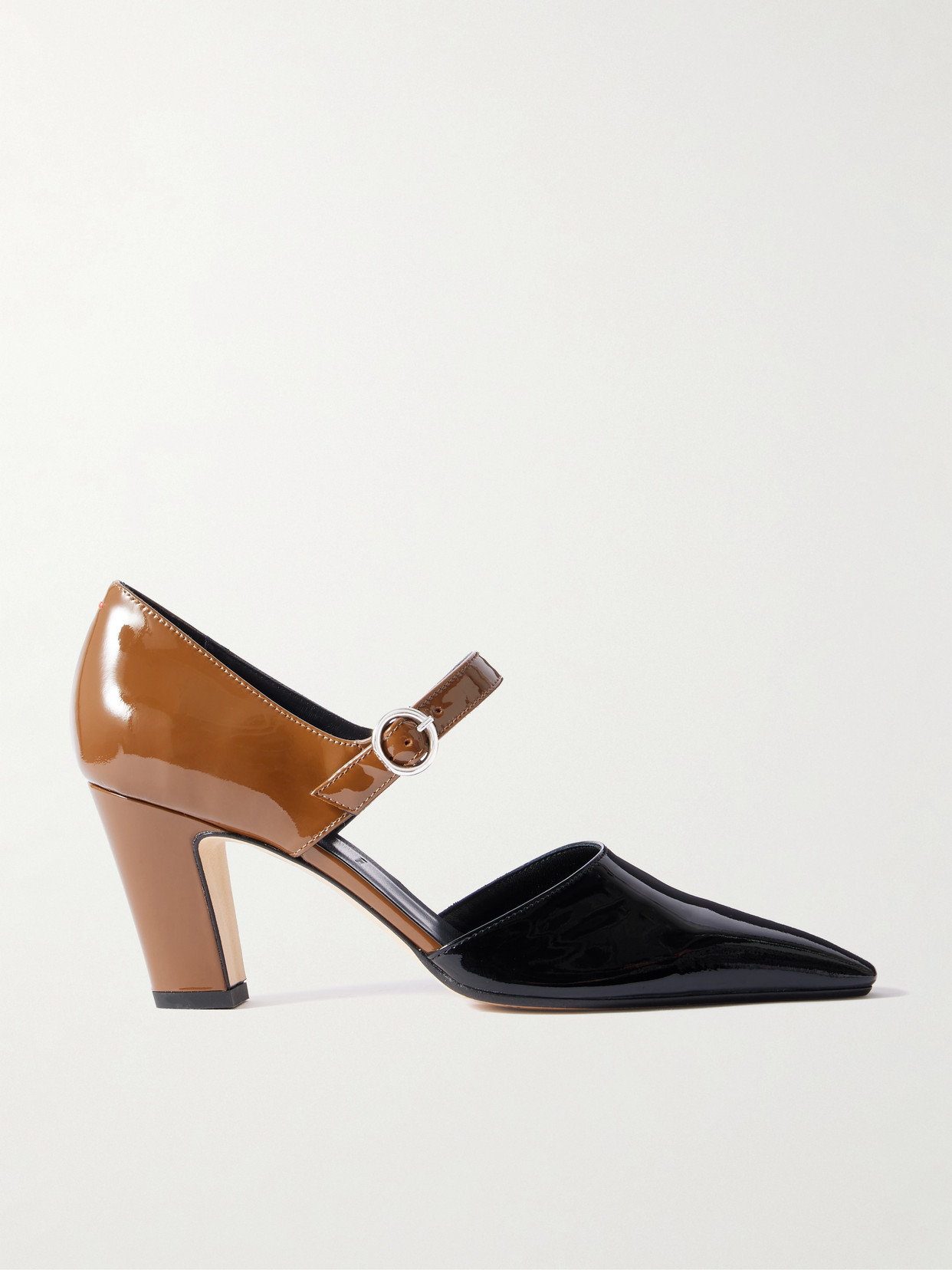 Aeyde - Isidora Two-tone Patent-leather Mary Jane Pumps - Black | NET-A-PORTER (US)