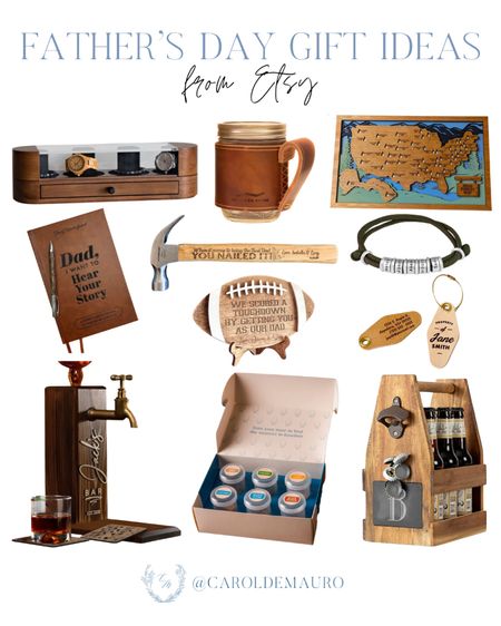 Here are some thoughtful gift ideas to your husband, father, dad-in-law, or brothers this Father's Day from Etsy: bourbon set, leather mug sleeve, watch organizer, journal book, liquor dispenser, and more!
#affordablefinds #mensgiftideas #giftguide #fathersdaypick

#LTKSeasonal #LTKMens #LTKGiftGuide