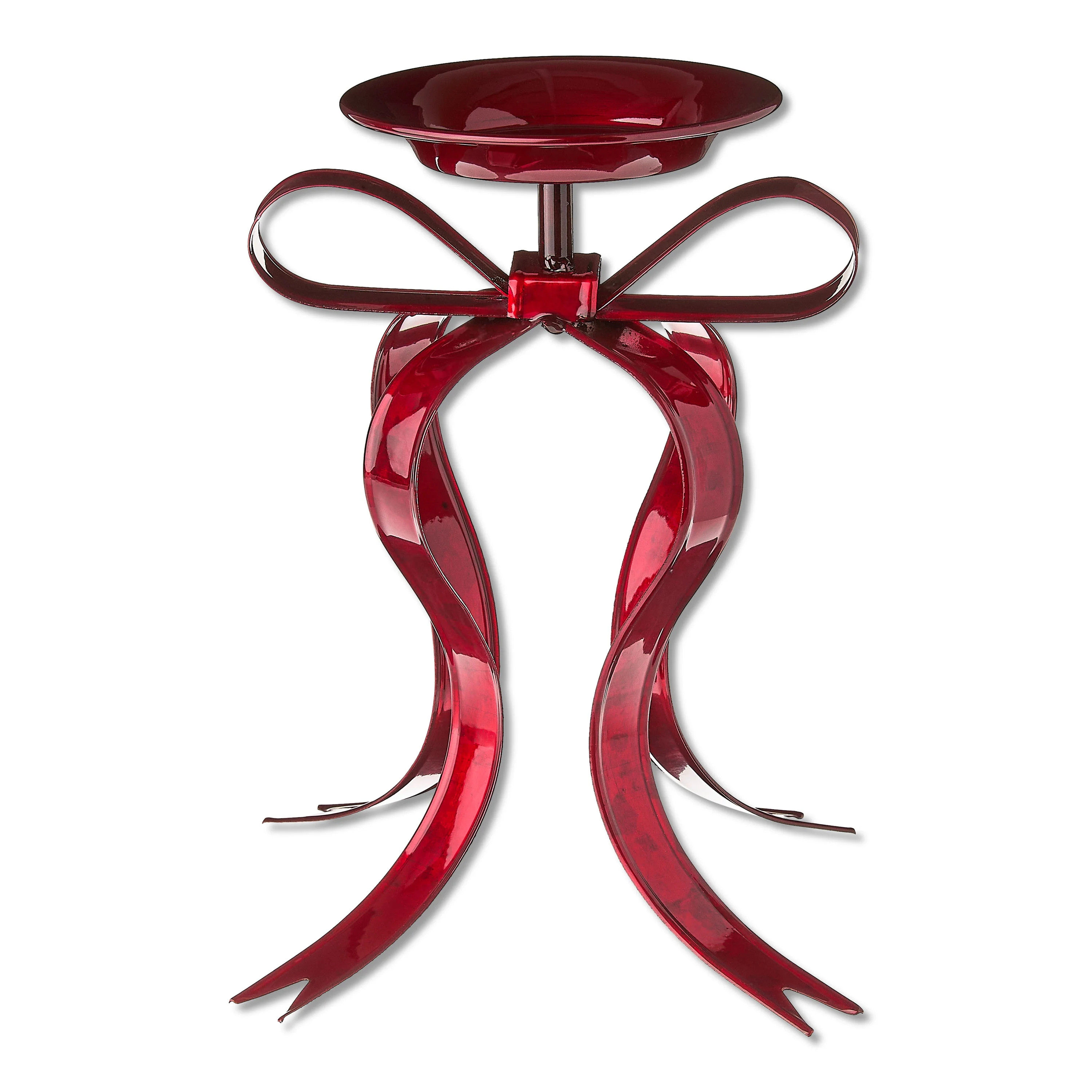 Red Iron Bow Christmas Pillar Candle Holder, 8.25", by Holiday Time | Walmart (US)