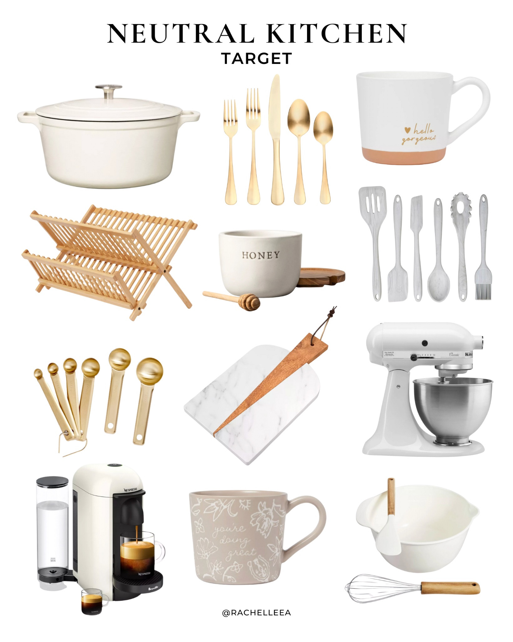 Neutral Kitchen pieces. Gold cutlery. White kitchen aid. Nespresso machine. Dutch oven #neutralkitchen

#LTKstyletip #LTKhome