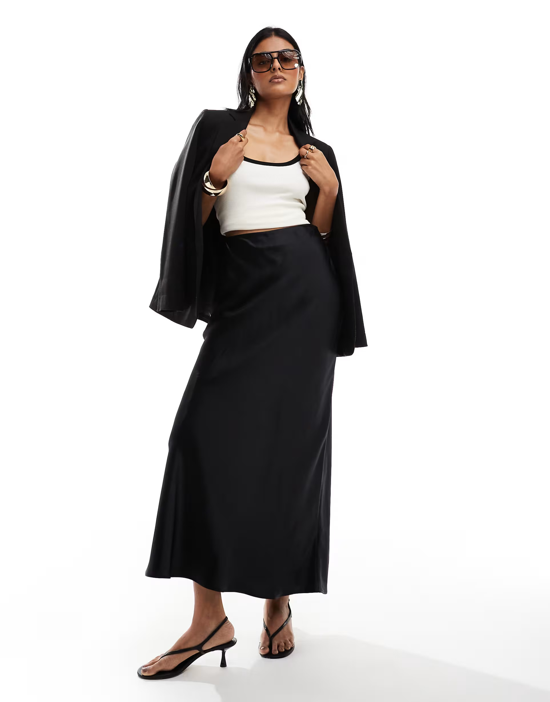 & Other Stories satin maxi skirt in black | ASOS (Global)