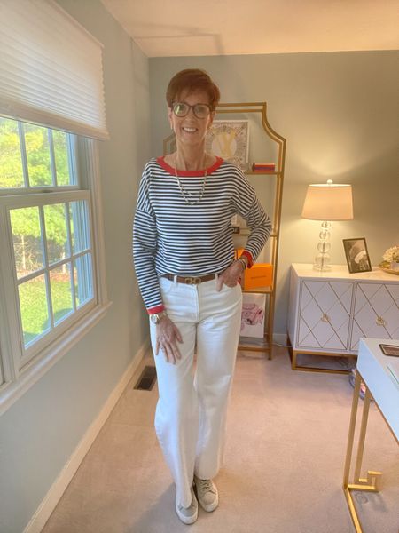 April favorite outfits
You can’t go wrong with stripes. They are a staple in my closet. This stripe top has the contrast ribbing to give it a fun pop of color.

Hi I’m Suzanne from A Tall Drink of Style - I am 6’1”. I have a 36” inseam. I wear a medium in most tops, an 8 or a 10 in most bottoms, an 8 in most dresses, and a size 9 shoe. 

Over 50 fashion, tall fashion, workwear, everyday, timeless, Classic Outfits

fashion for women over 50, tall fashion, smart casual, work outfit, workwear, timeless classic outfits, timeless classic style, classic fashion, jeans, date night outfit, dress, spring outfit, jumpsuit, wedding guest dress, white dress, sandals

#LTKFindsUnder100 #LTKOver40 #LTKStyleTip
