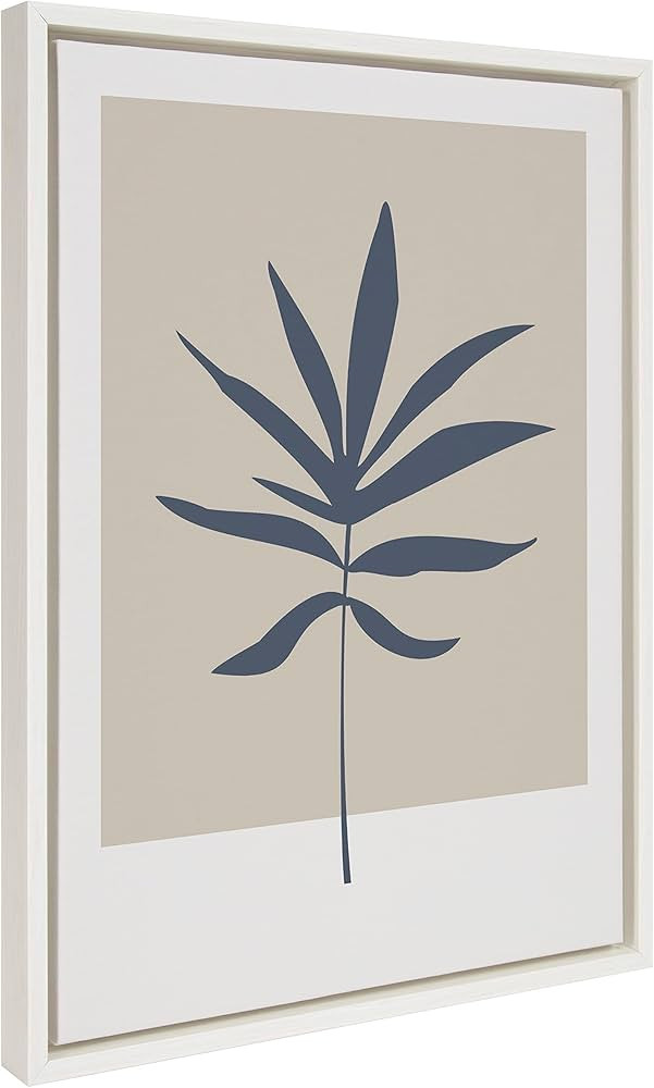 Kate and Laurel Sylvie Muted Tan and Blue Colorblock Botanical Leaf Framed Canvas Wall Art by The... | Amazon (US)