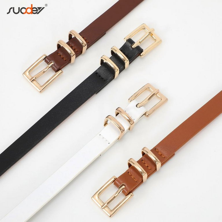 Women Skinny Leather Belt,Thin Waist Belt for Dresses Pants Jeans | Walmart (US)