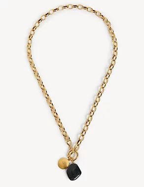 Long Gold Tone Link Pendant Necklace | JAEGER | M&S | Marks & Spencer (UK)