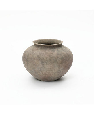 Rustic Ceramic Vase, 10.4" Wide Terracotta Pot with Earthy Gray-Brown Finish, Handcrafted | Macy's