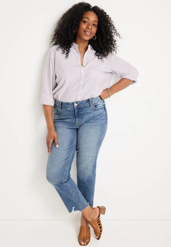 Plus Size m jeans by maurices™ Slim Straight Ankle High Rise Jean | Maurices