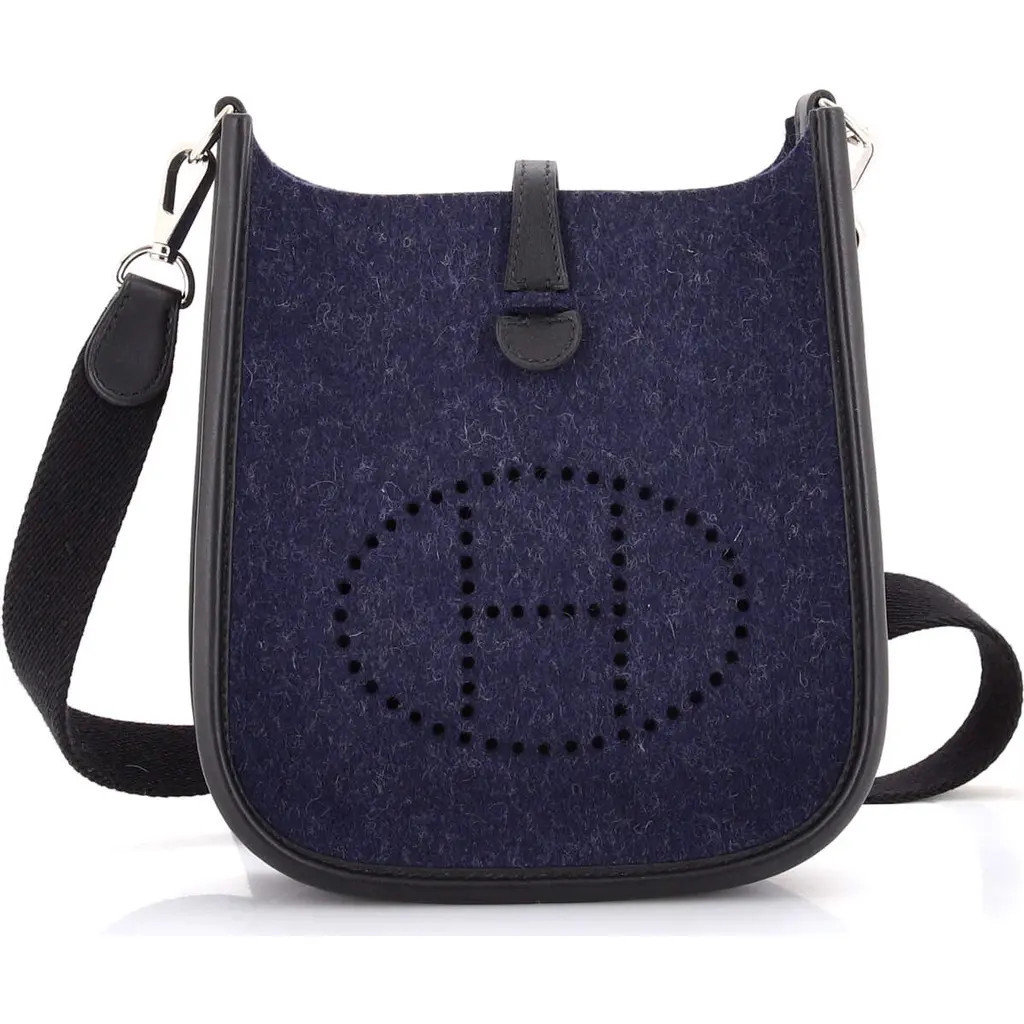 Pre-Owned Hermes Evelyne Bag Gen III Felt TPM in Bleu Nuit at Nordstrom, Size X-Small | Nordstrom