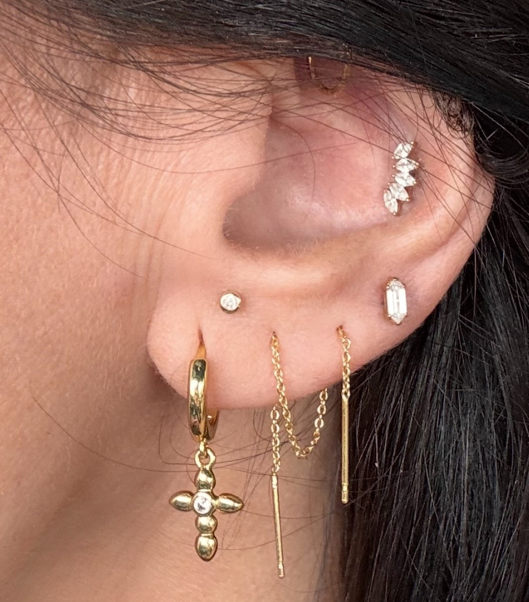 Ear stack | flat back earrings 

#LTKOver40 #LTKootd