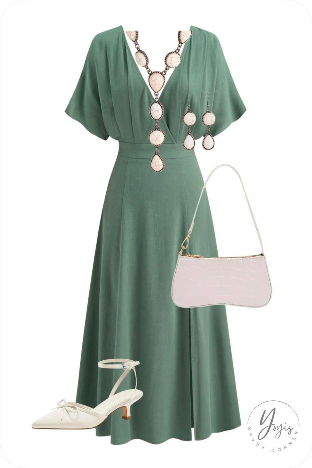 This midi dress paired with elegant jewelry and kitten heels is a total showstopper. Perfect for any occasion!

#LTKSpringSale #LTKootd #LTKSaleAlert