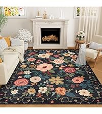 DUKINO 4x6 Feet Office Chair Mat, Lightweight Non Slip Washable Floral Area Rug, Indoor Low Pile ... | Amazon (US)