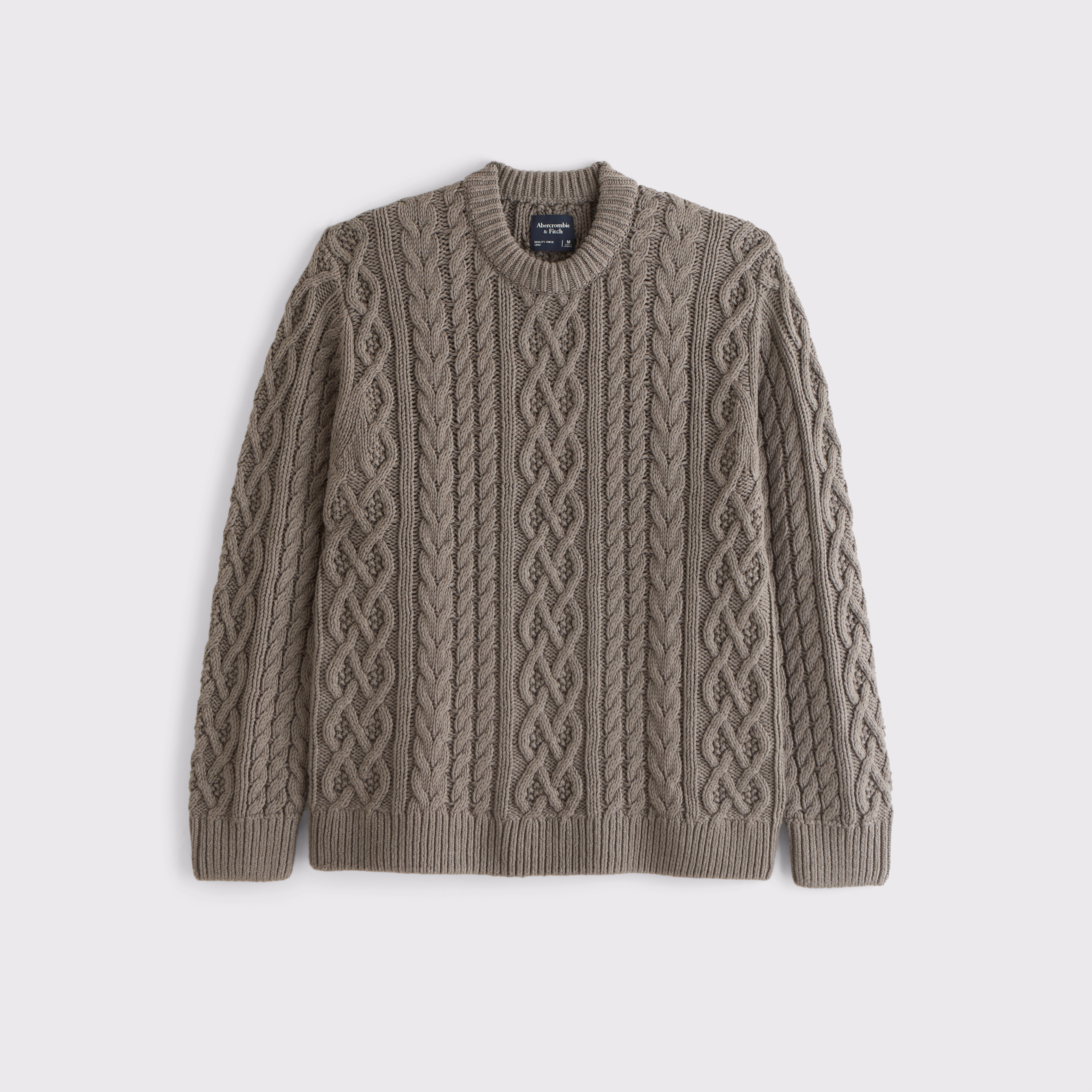 Oversized Cable Crew Sweater | Abercrombie & Fitch (US)