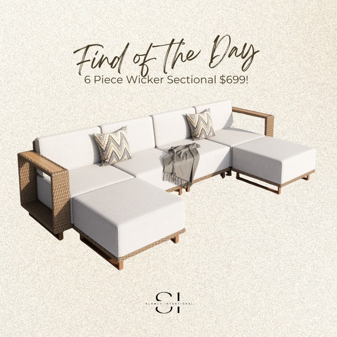 Oh my gosh, you guys! Check out this absolute steal for your patio! ☀️ This 6-piece wicker sectional is the ultimate "find of the day" for anyone wanting that high-end look without the luxury price tag. You don’t find thick cushions like that with this kind of price. I am so obsessed with the clean lines and cozy vibes—it’s perfect for summer entertaining! Studio McGee, Walmart home, Walmart finds

#LTKHome