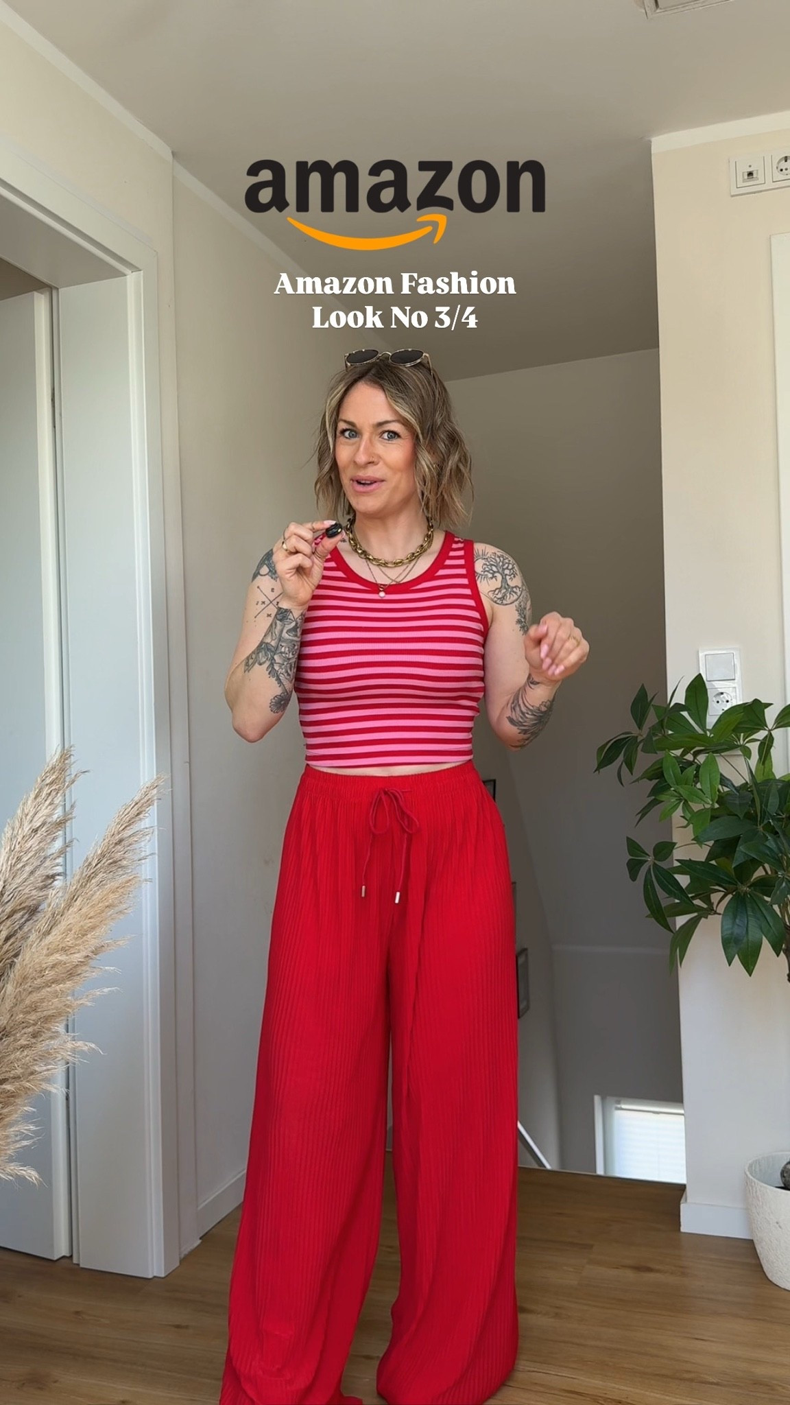 Ein sommerliches, knalliges luftiges Outfit für warme Tage 💕❤️#streifen #jeans #top #sonnenbrille #rot #pink #gestreift #barteljeans #barrel #jdy #jjxx #amazon #amazonfashion #luftig #dünn