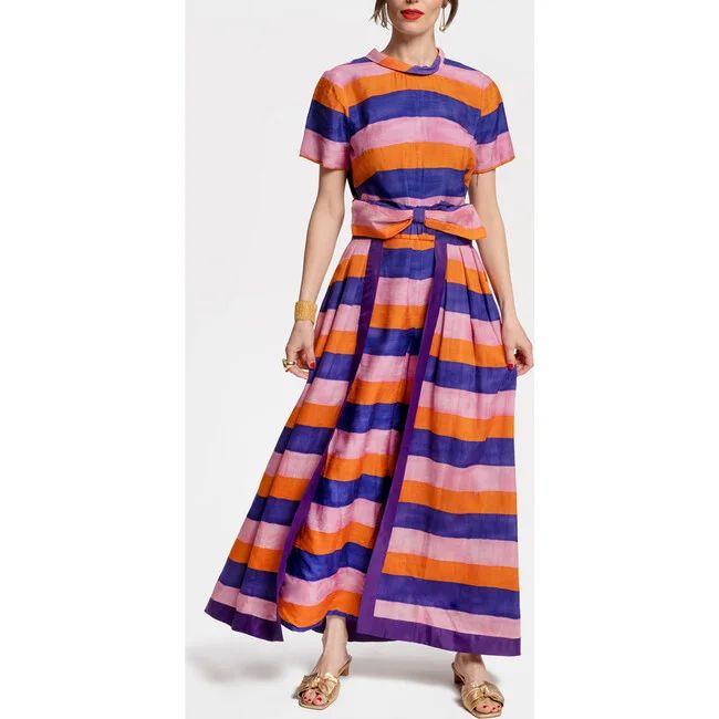 Women's Jumpsuit with Skirt, Sherbet Stripe - Frances Valentine Bottoms | Maisonette | Maisonette