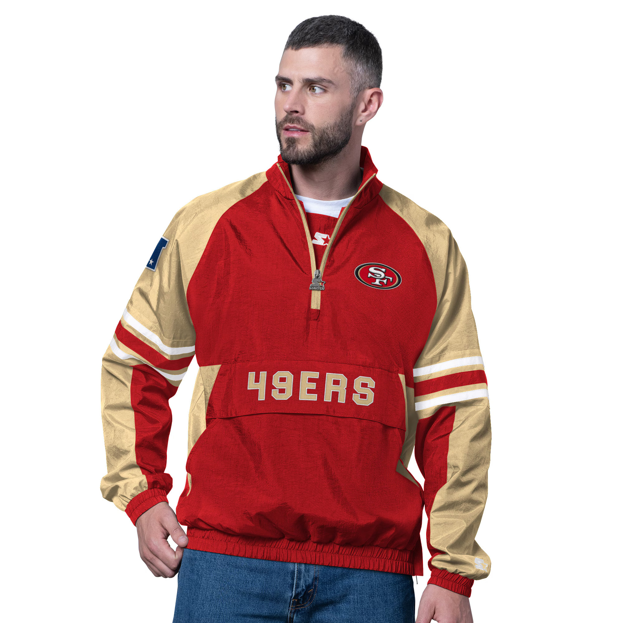 San Francisco 49ers Starter Prospect Half-Zip Pullover - Scarlet | Fanatics