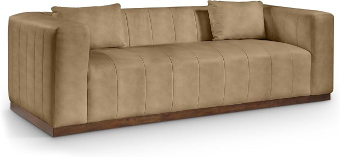 Meridian Furniture 44098Tan-S Mallina Collection Modern | Contemporary Sofa with Soft Tan Vegan L... | Amazon (US)