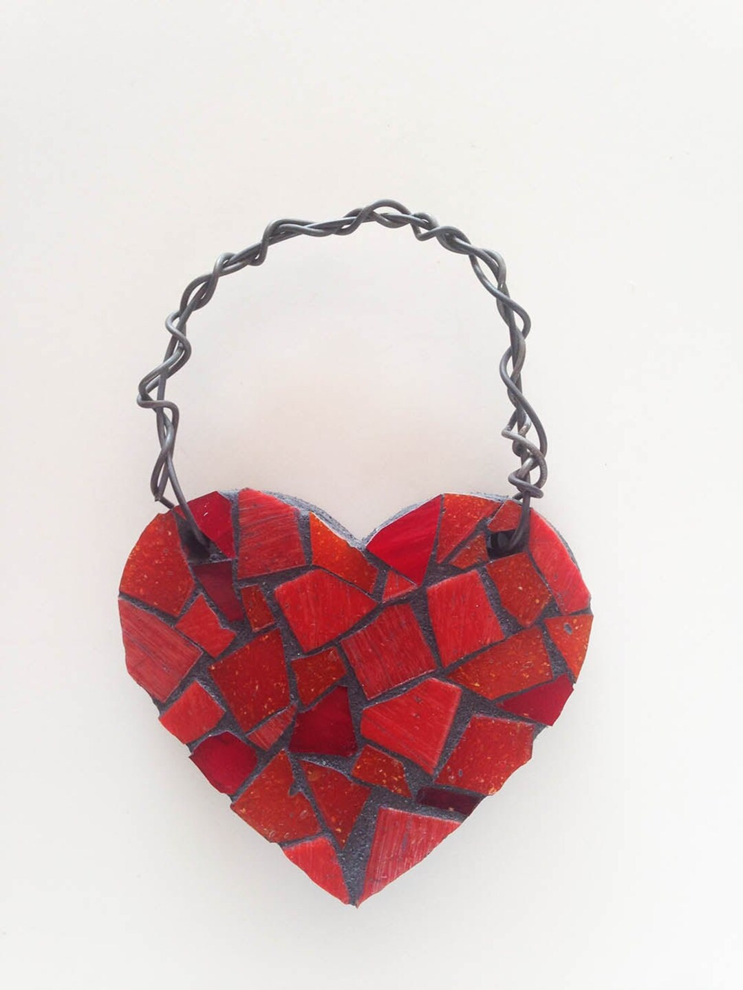 Red Heart Mosaic Ornament Christmas Holiday Home Decor Valentines Day Galentines Glass Love Marri... | Etsy (US)