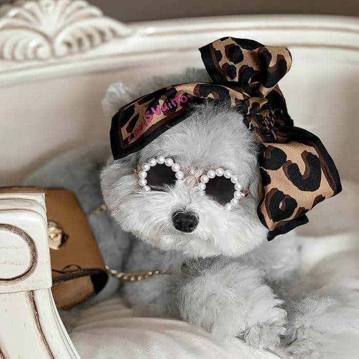 KUDES Cute Dog Sunglasses Pearl Dog Sunglasses Small Medium Breed Girl Holiday Party Pet Costume ... | Amazon (US)