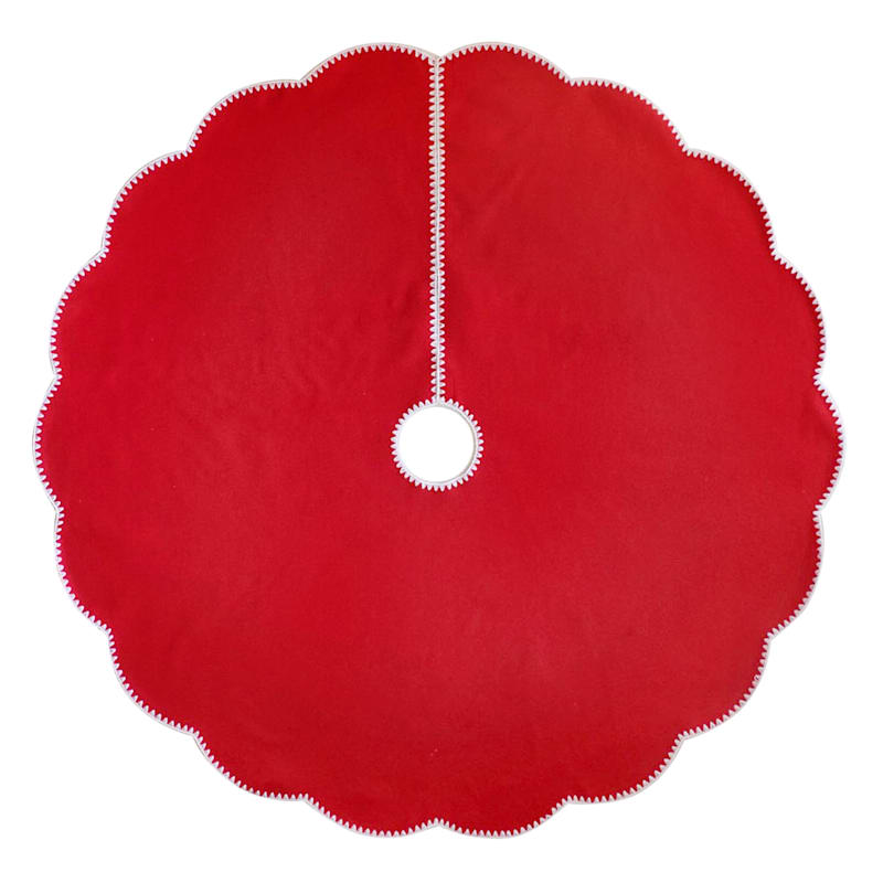 Red Scalloped Tree Skirt, 48" | At Home