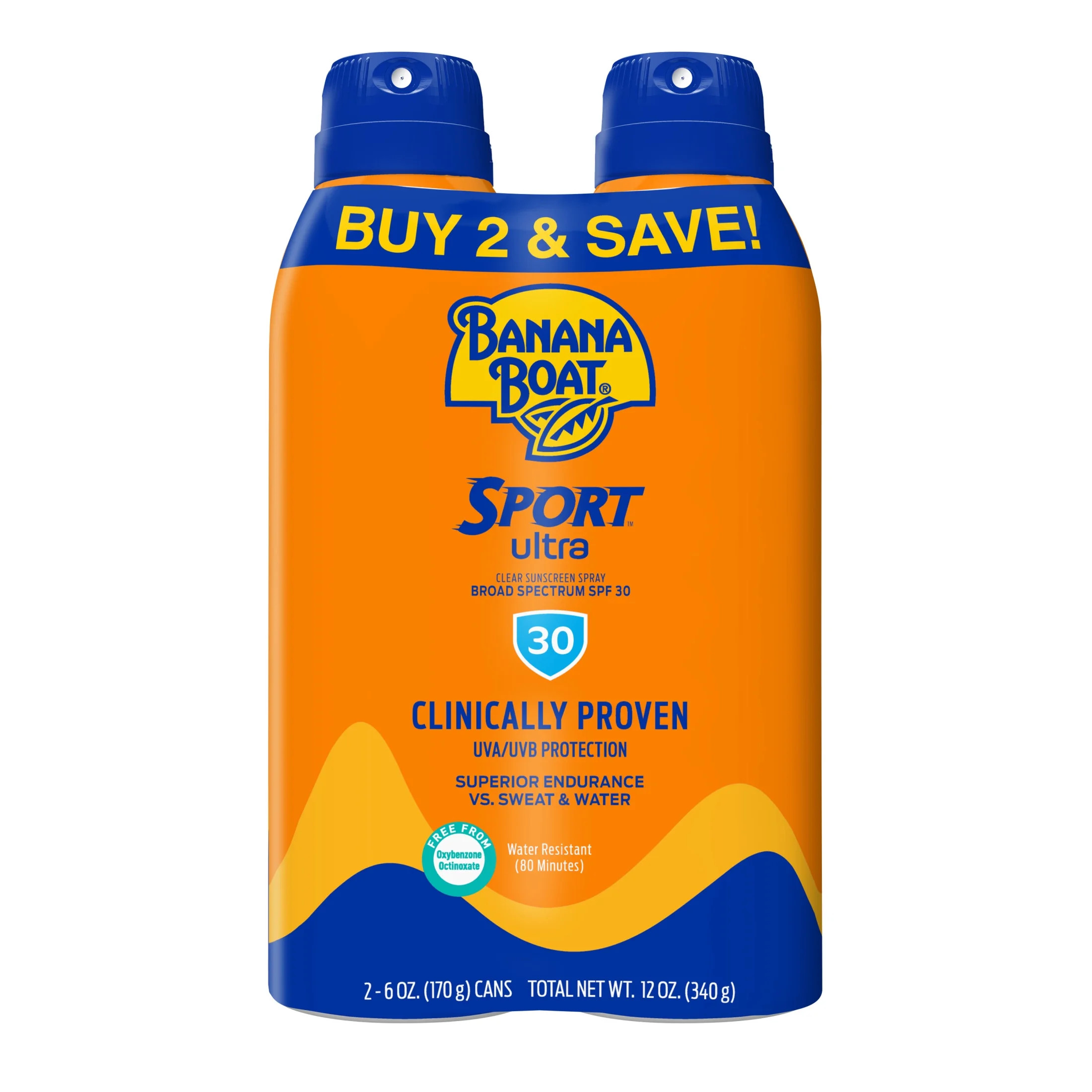 Banana Boat Sport Ultra SPF 30 Sunscreen Spray Twin Pack, 6oz each | Walmart (US)