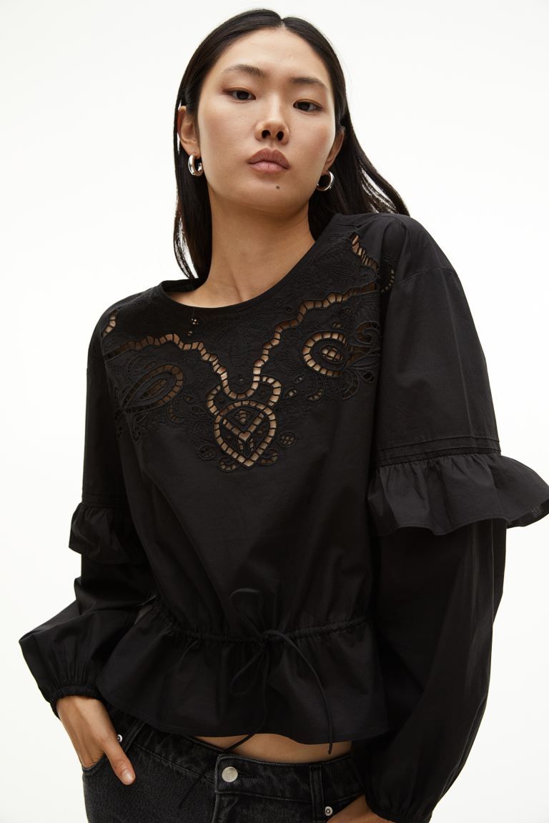 Drawstring-detail Blouse - Black - Ladies | H&M US | H&M (US + CA)