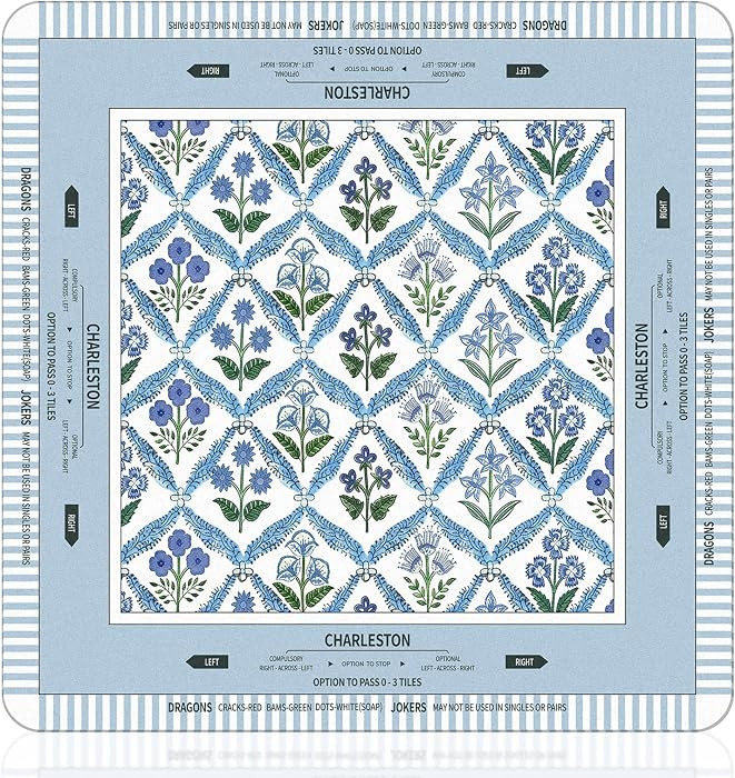 Tegeme Chinoiserie Mahjong Mat 31.5x31.5 Inch Blue Flower Mahjong Mat Anti Slip Noise Reduction M... | Amazon (US)
