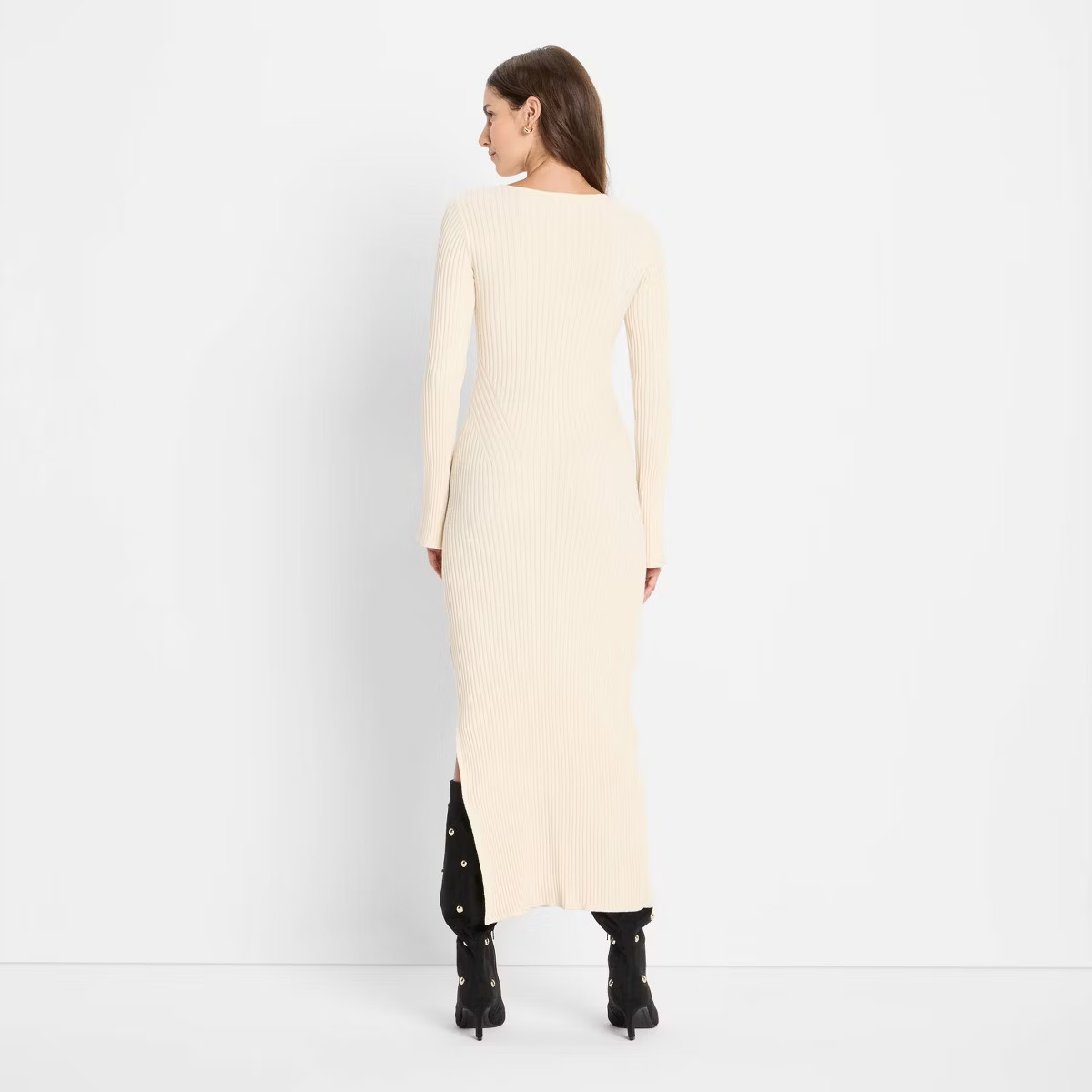 Women's Ribbed Maxi Dress - Future Collective Cream M | Target