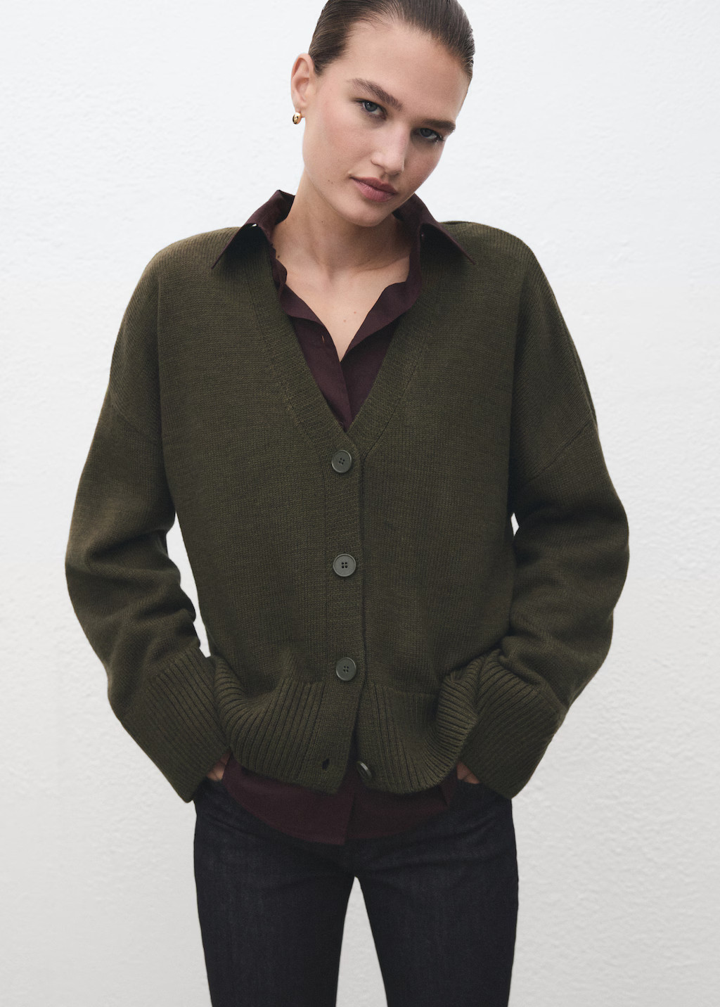 Oversized V-neck cardigan - Women | MANGO USA | Mango (US/MX/AU)