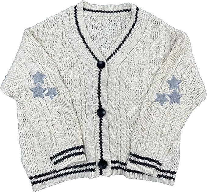 Mundoven Women's Oversized Knit Cardigan Casual Button Down Long Sleeve V Neck Folklore Sweaters ... | Amazon (US)
