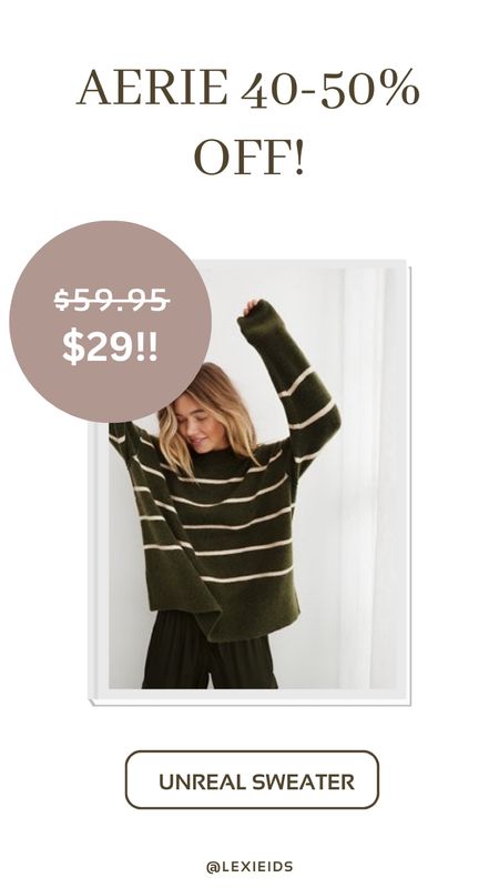 #CyberMonday at #aerie !!! If you get one thing please let it be the Unreal Sweater. Seriously the softest sweater I own!!!

Holiday Outfits | Comfy Sweaters | December Outfits | Gifts for Her 

#LTKfindsunder100 #LTKsalealert #LTKCyberWeek