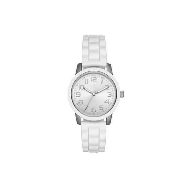 Time and Tru Women's White Bezel Watch with Silicone Strap | Walmart (US)