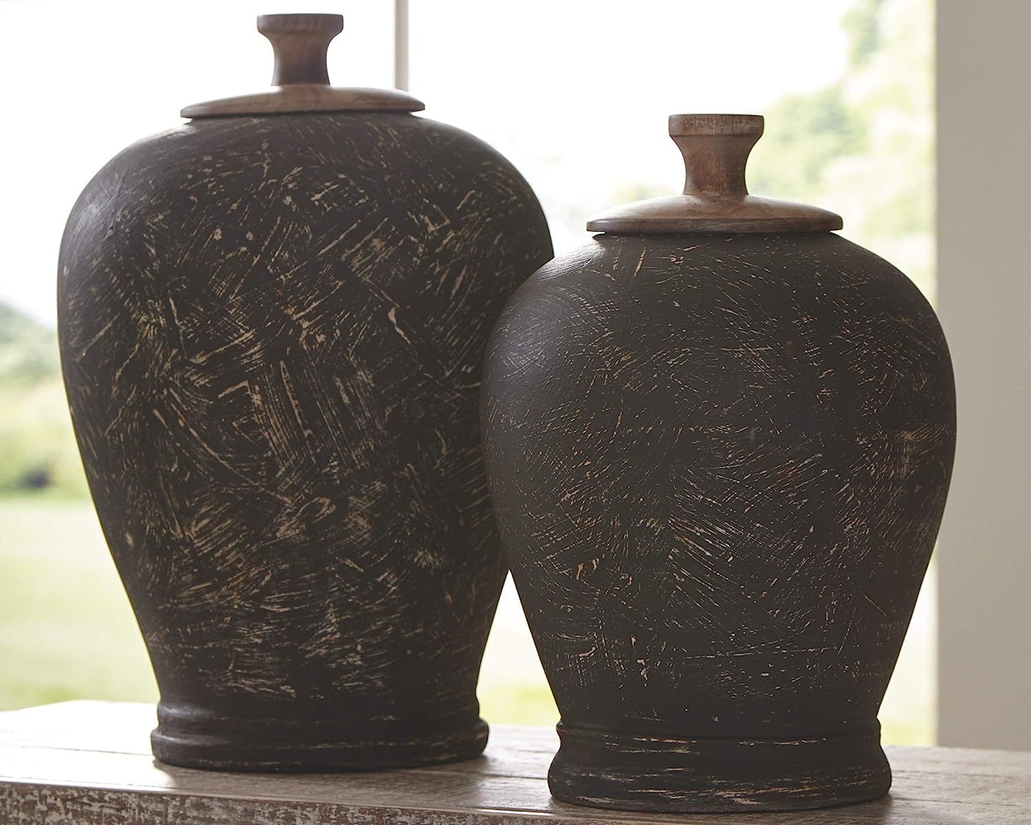 Signature Design by Ashley Barric Rustic Distressed Metal Decorative Vase, 13.5 Inches, Black | Amazon (US)