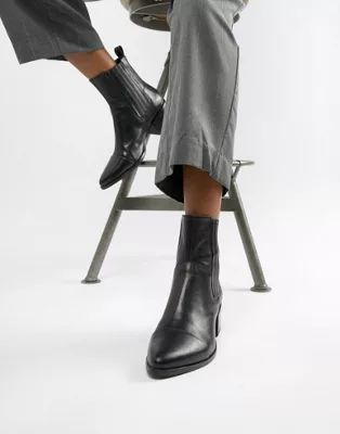Vagabond Marja black leather western pointed ankle boots | ASOS DK