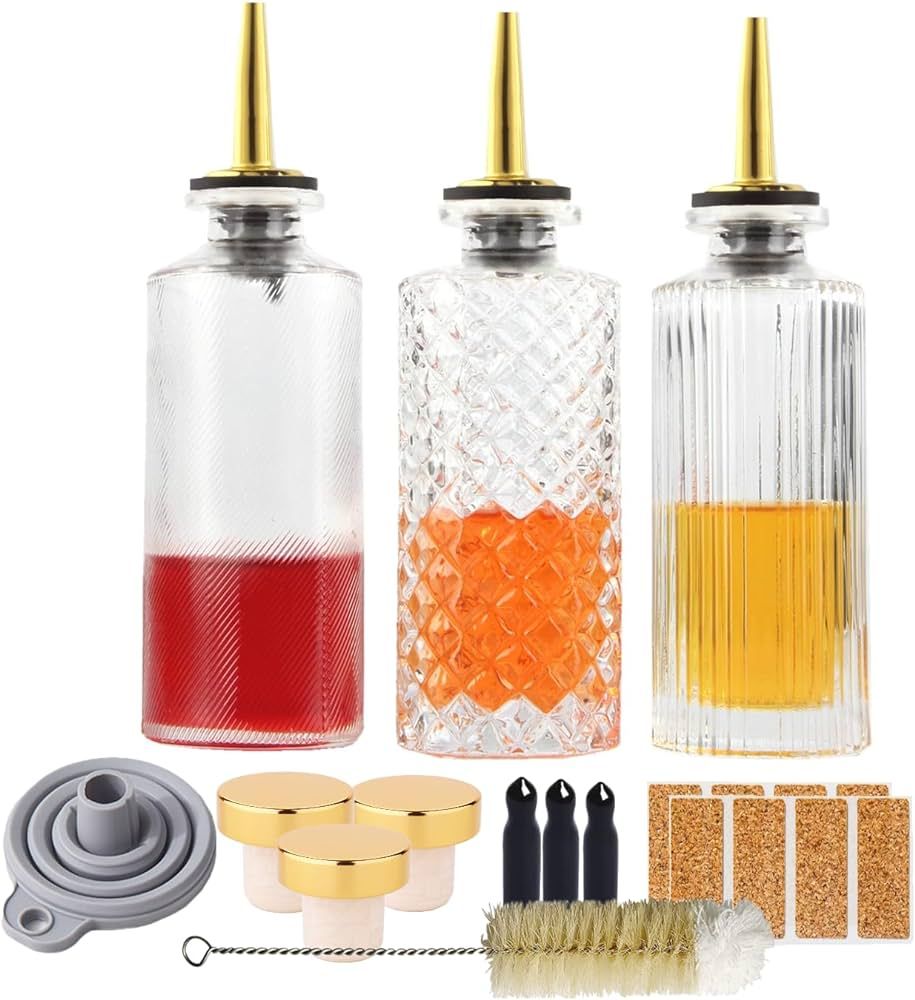 Syrup Dispenser Bottles Set 3 Packs 5 OZ Simple Small Syrup Bottles Set with Upgrade Metal Pour S... | Amazon (US)