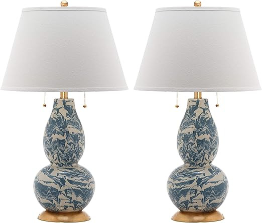 SAFAVIEH Lighting Collection Modern Swirls Blue/ White 29-inch Bedroom Living Room Home Office De... | Amazon (US)