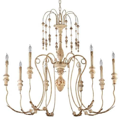 Maison French Country Antique White 8 Light Chandelier | Kathy Kuo Home