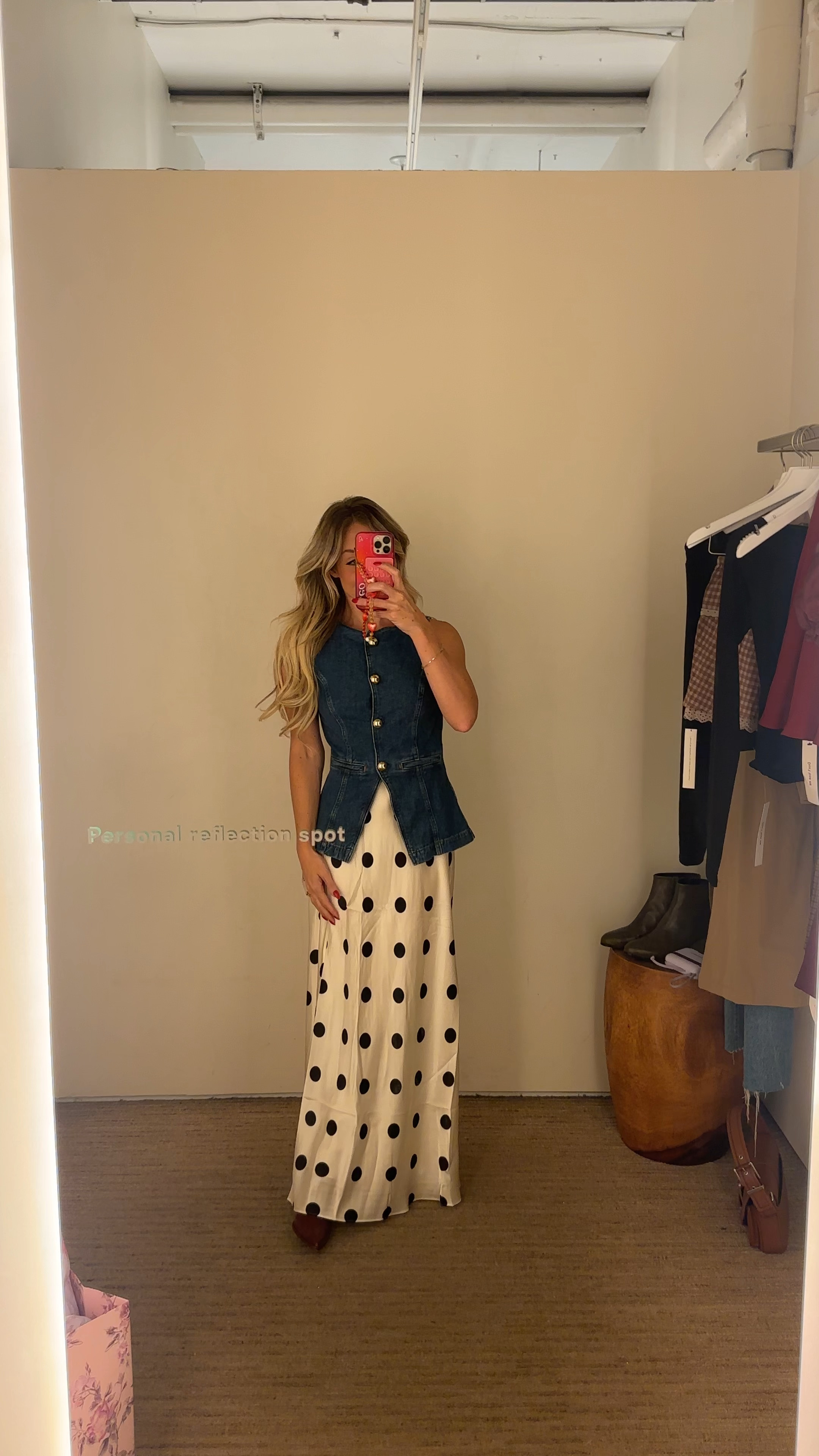 Reformation try on. Polka dots maxi skirt runs long and large size down if between sizes I’m wearing size xs. Vest runs small size up if between sizes I’m wearing size 2

#LTKSeasonal #LTKVideo