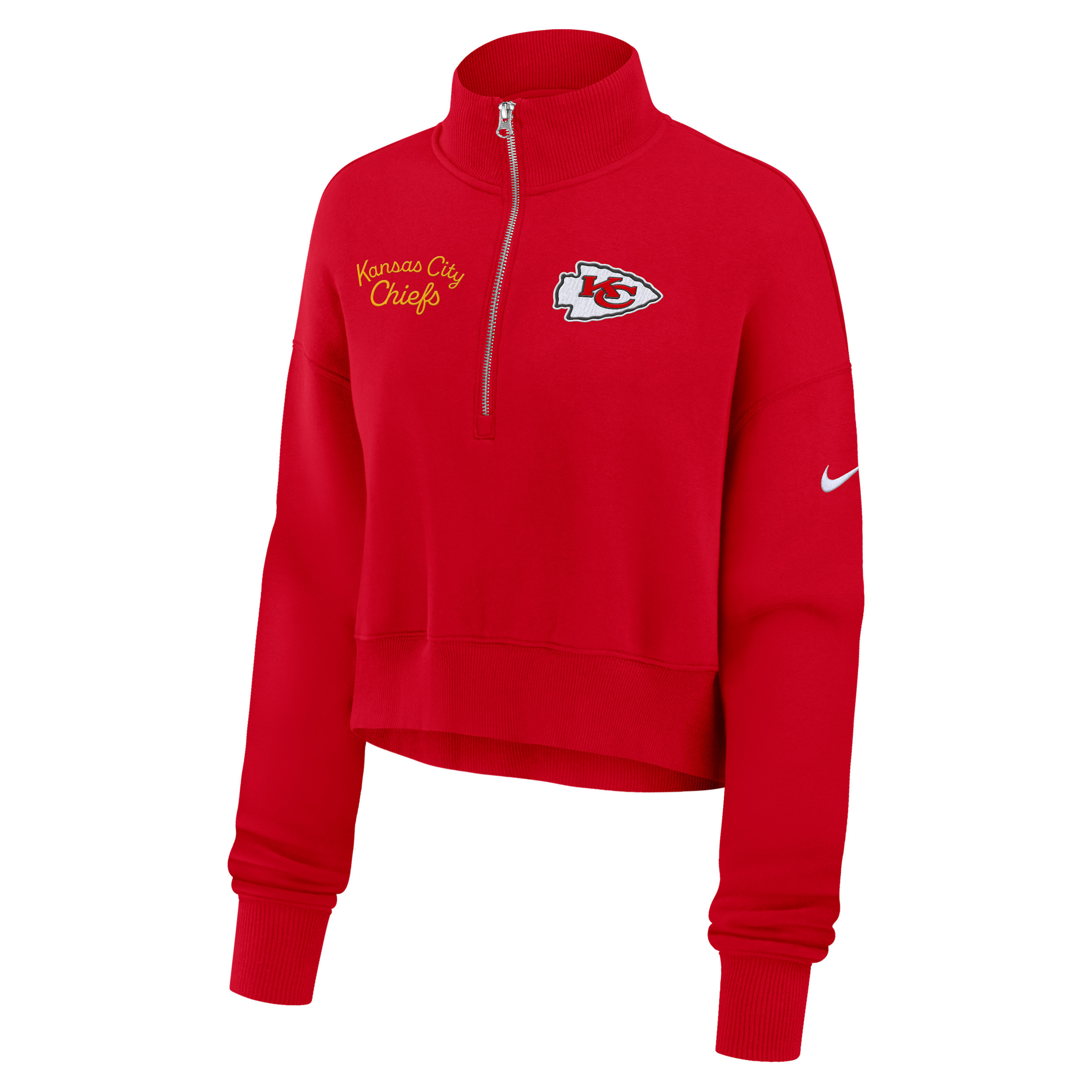 Kansas City Chiefs Phoenix Nike Women's NFL Cropped 1/4-Zip Crew in Red | 01N965N7G-DJR | Nike (US)