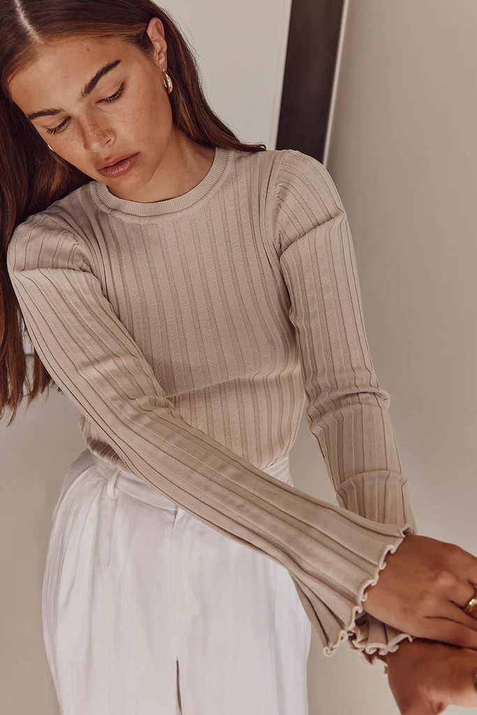 ADA STONE LONG SLEEVE KNIT TOP | DISSH