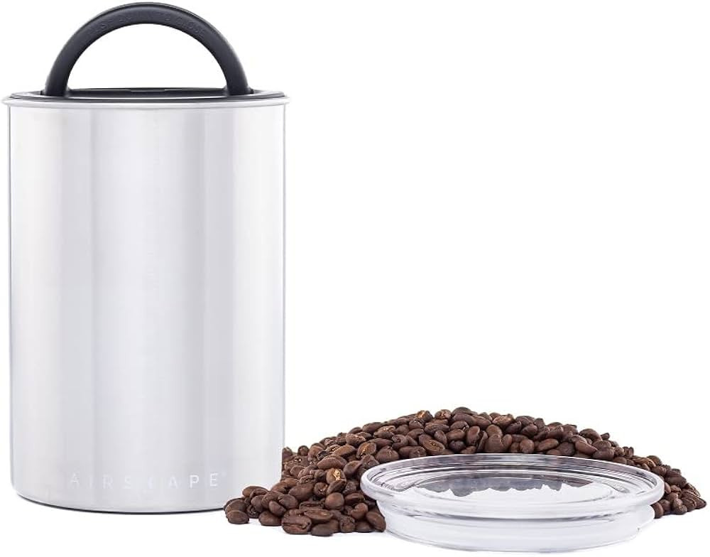Airscape Stainless Steel Coffee Canister | Food Storage Container | Patented Airtight Lid | Push ... | Amazon (US)