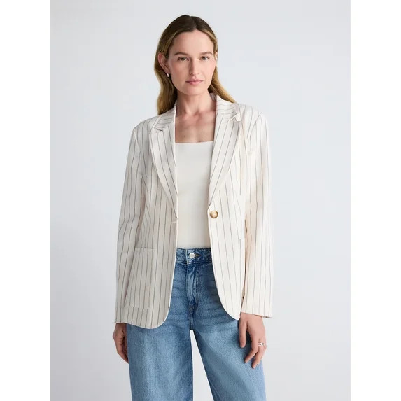 Scoop Women’s and Women's Plus Linen Blend Blazer, Sizes XS-4X | Walmart (US)