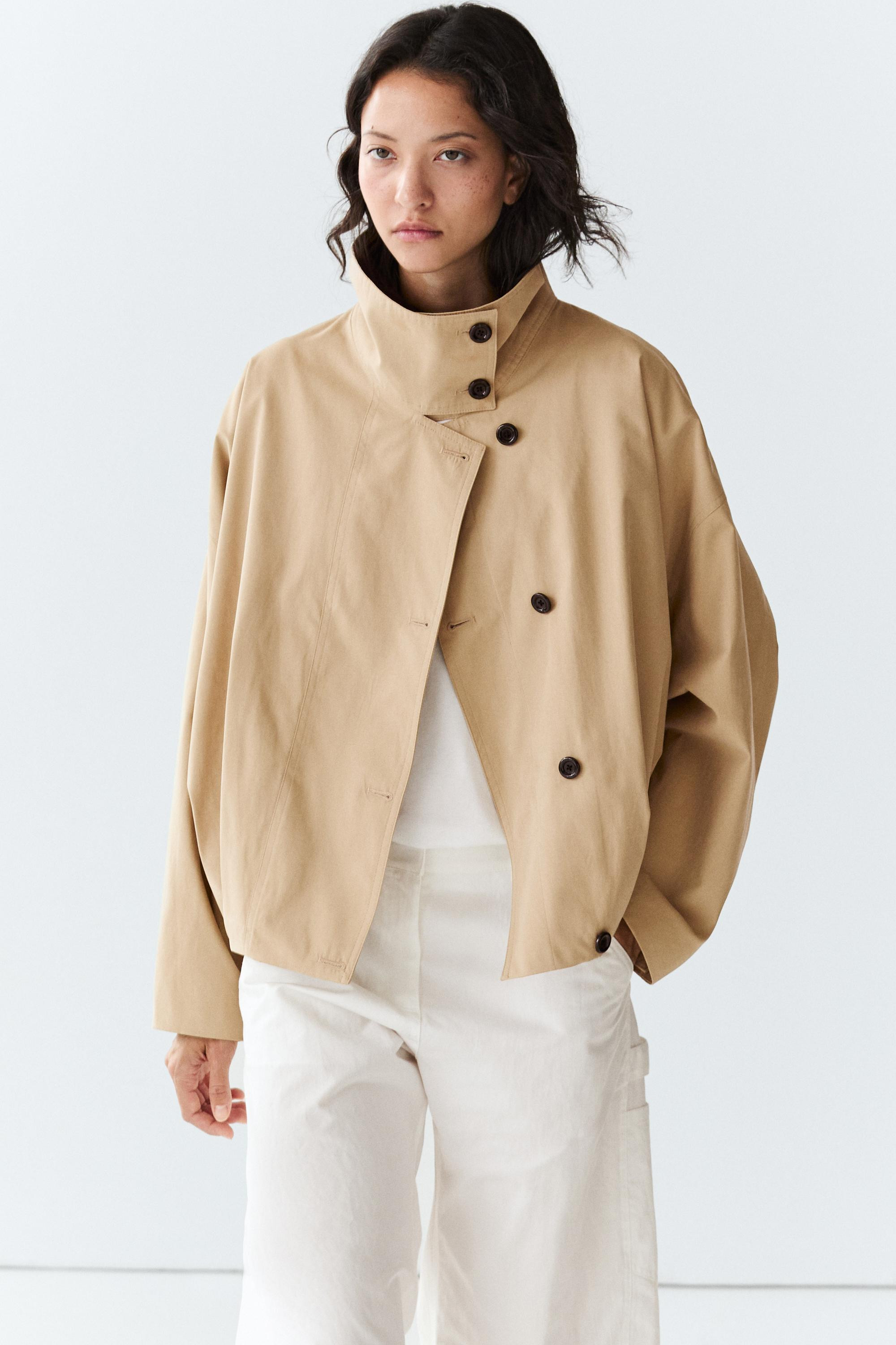 Pleated stand-collar bomber jacket | Massimo Dutti US