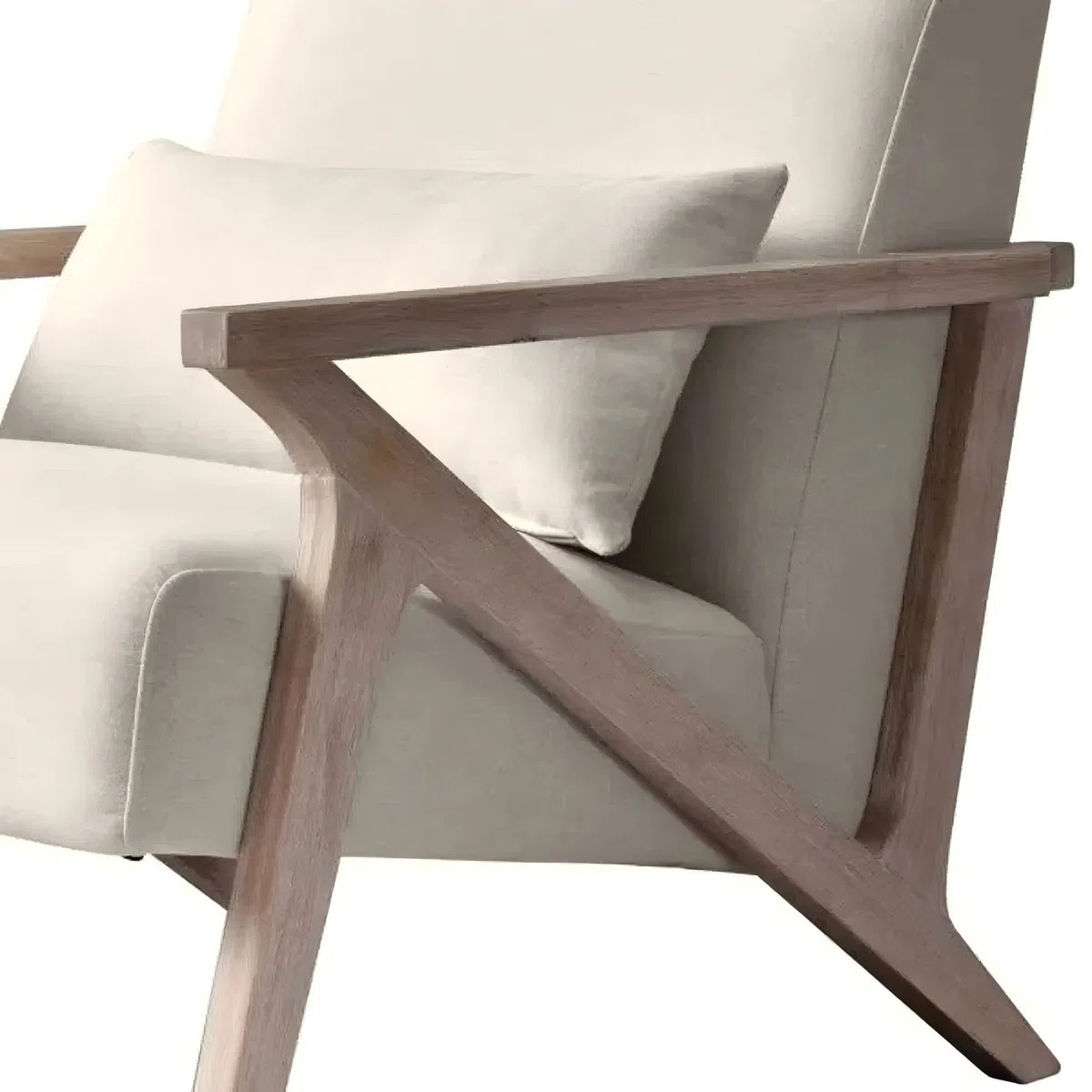Joesy 26.8" Wide Upholstered Linen Blend Accent Chair with Wooden Legs and One Pillow | Wayfair North America