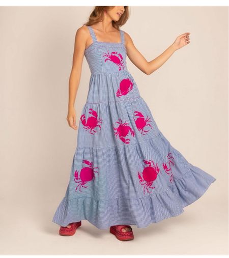 Crab embroidered gingham maxi dress, vacation dress, preppy dresses 

#LTKFindsUnder50 #LTKFindsUnder100 #LTKOver40