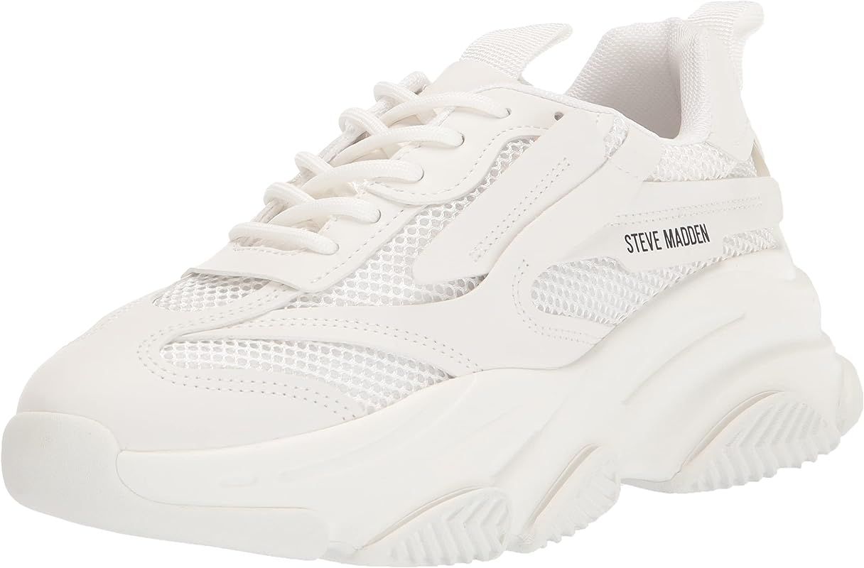 Amazon.com | Steve Madden Women's Possession Sneaker, White, 8 | Fashion Sneakers | Amazon (US)