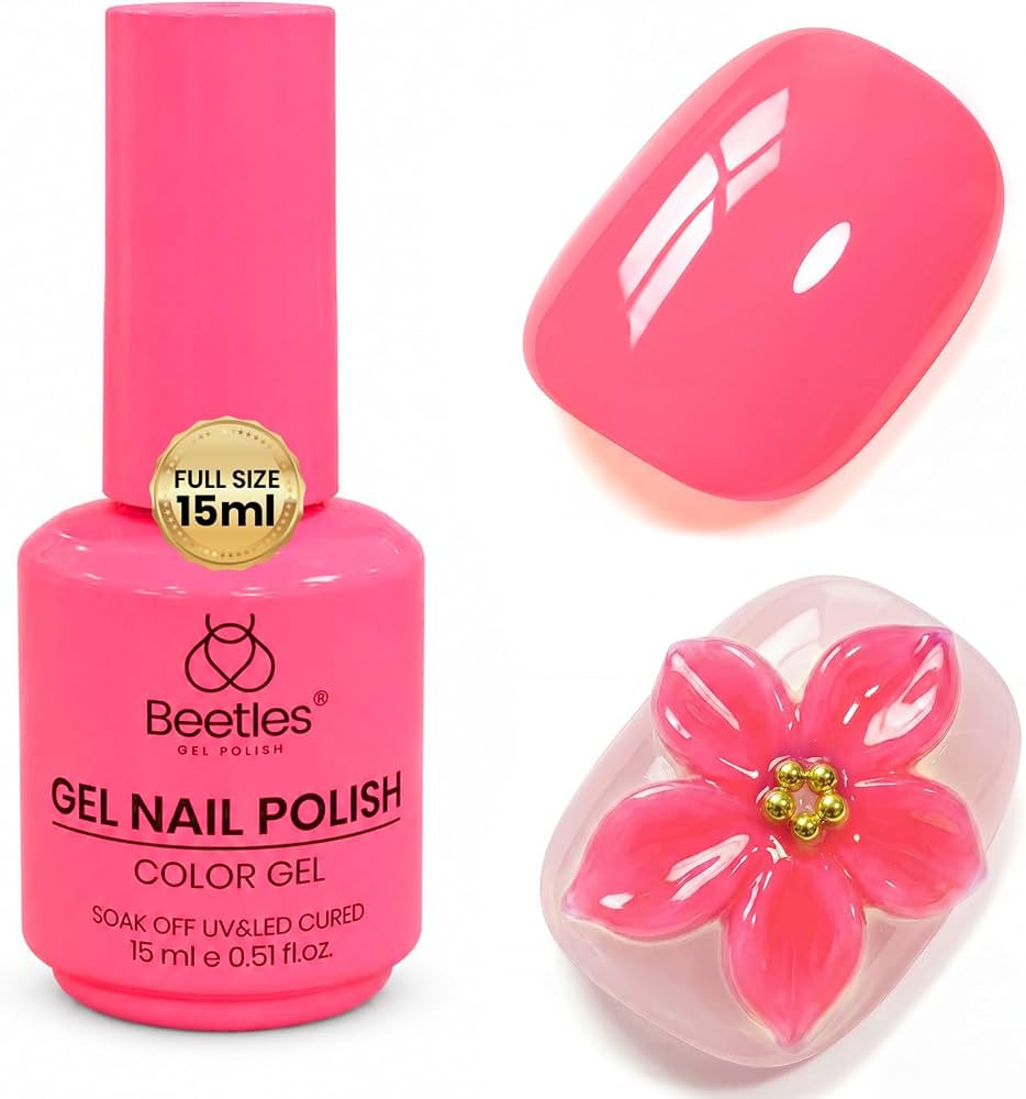 Beetles Hot Pink Gel Polish - Raspberry Mousse 15ML/0.51Fl Oz, Neon Pink Gel Nail Polish, Color-M... | Amazon (US)