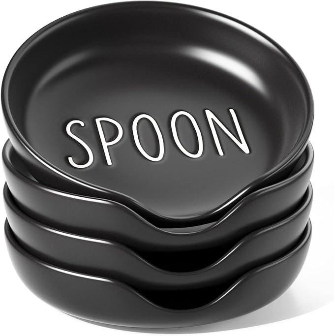 LE TAUCI Ceramic Spoon Rest for Stove Top, 5 Inch Spoon Holder for Kitchen Counter Set of 4, Kitc... | Amazon (US)