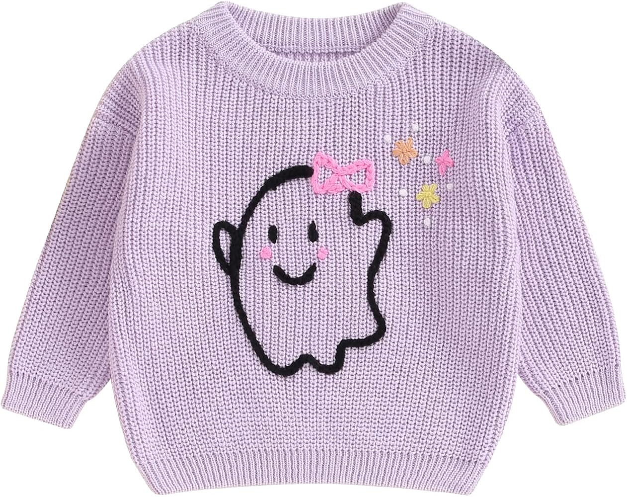 Toddler Baby Boy Girl Halloween Outfit Knitted Sweater Pumpkin Embroidered Pullover Tops Fall Win... | Amazon (US)