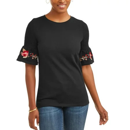 Alison Andrews Women s Short Sleeve Embroidered Crewneck T-Shirt | Walmart (US)